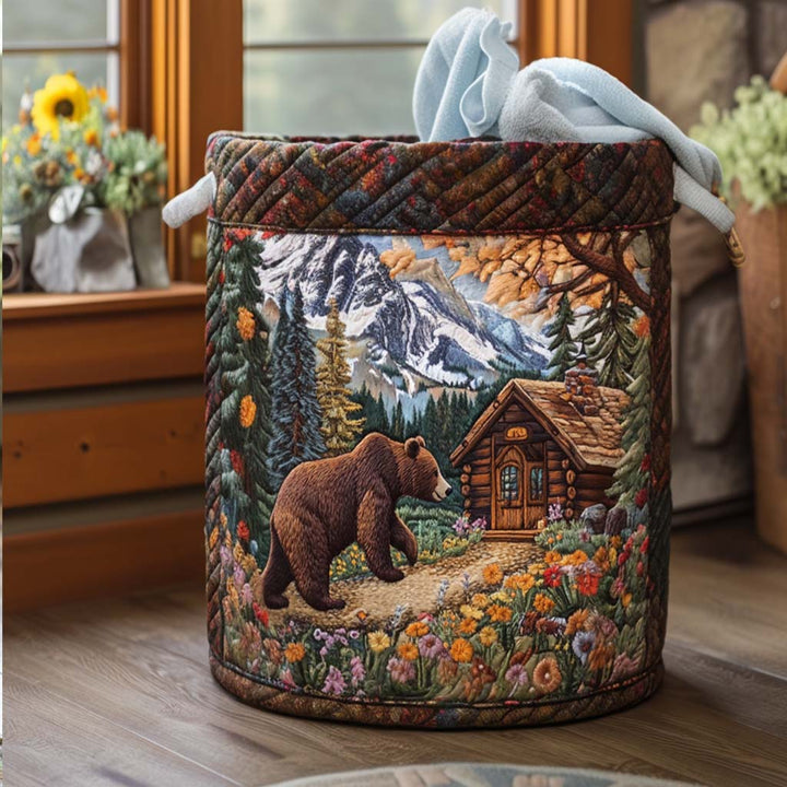 Bear's Cabin Quilted Laundry Basket