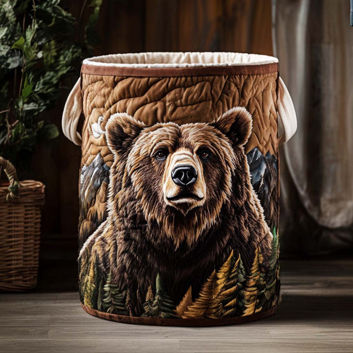 Bear's Forest Walk Quilted Laundry Basket