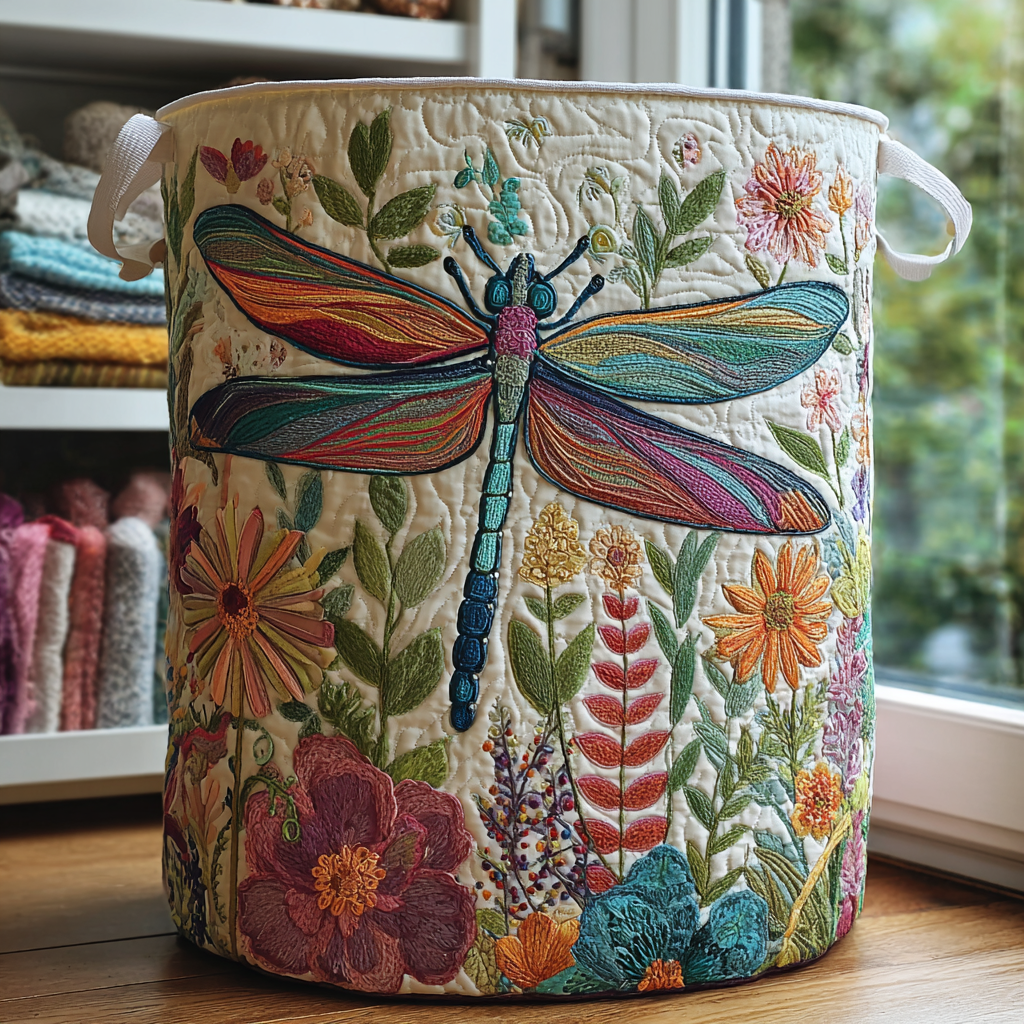 Butterfly Garden Quilted Laundry Basket
