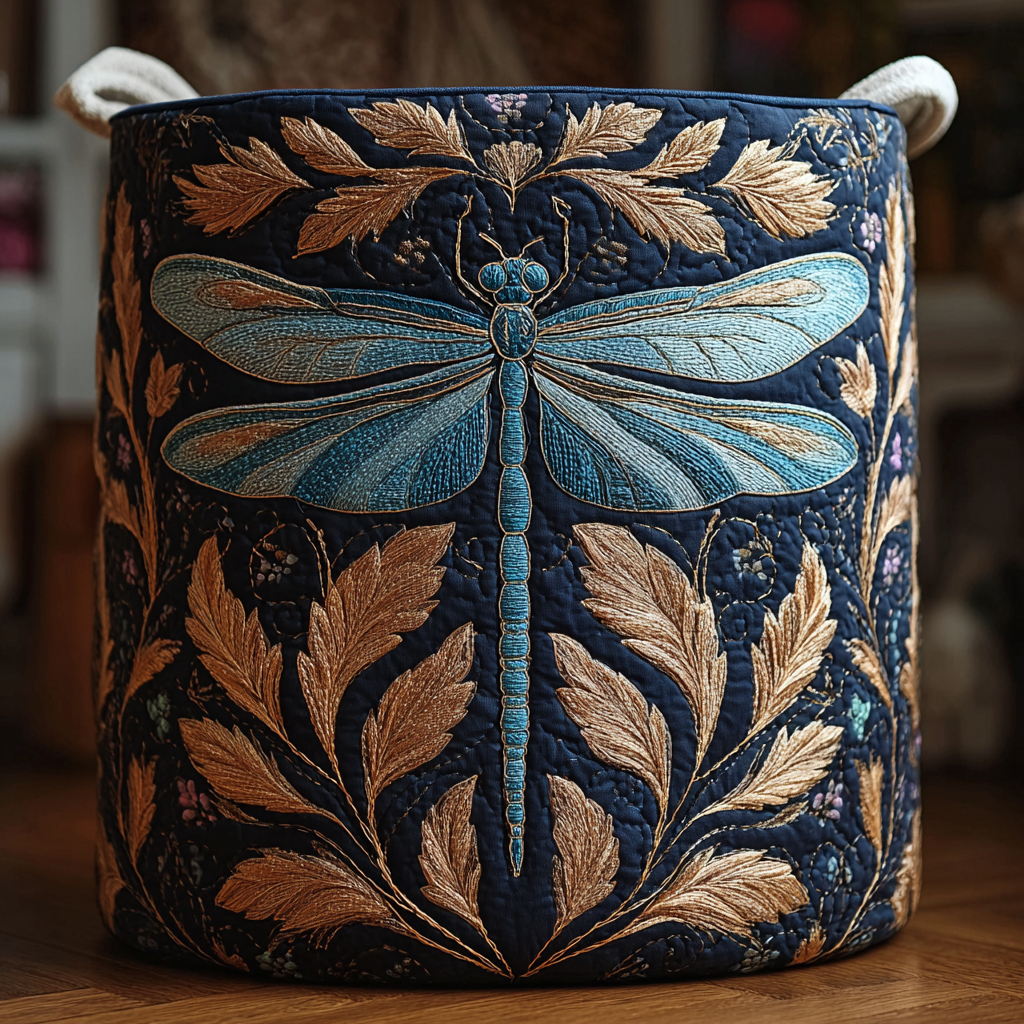 Colorful Dragonfly Quilted Laundry Basket