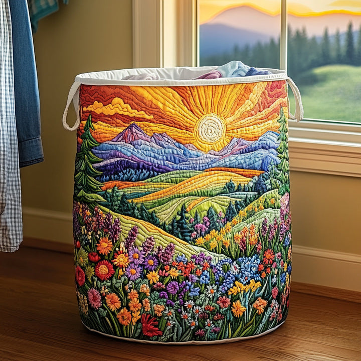 Dawn's Path Quilted Laundry Basket