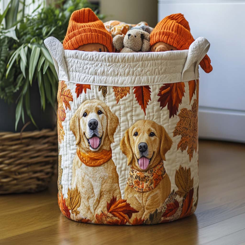 Golden Days Quilted Laundry Basket