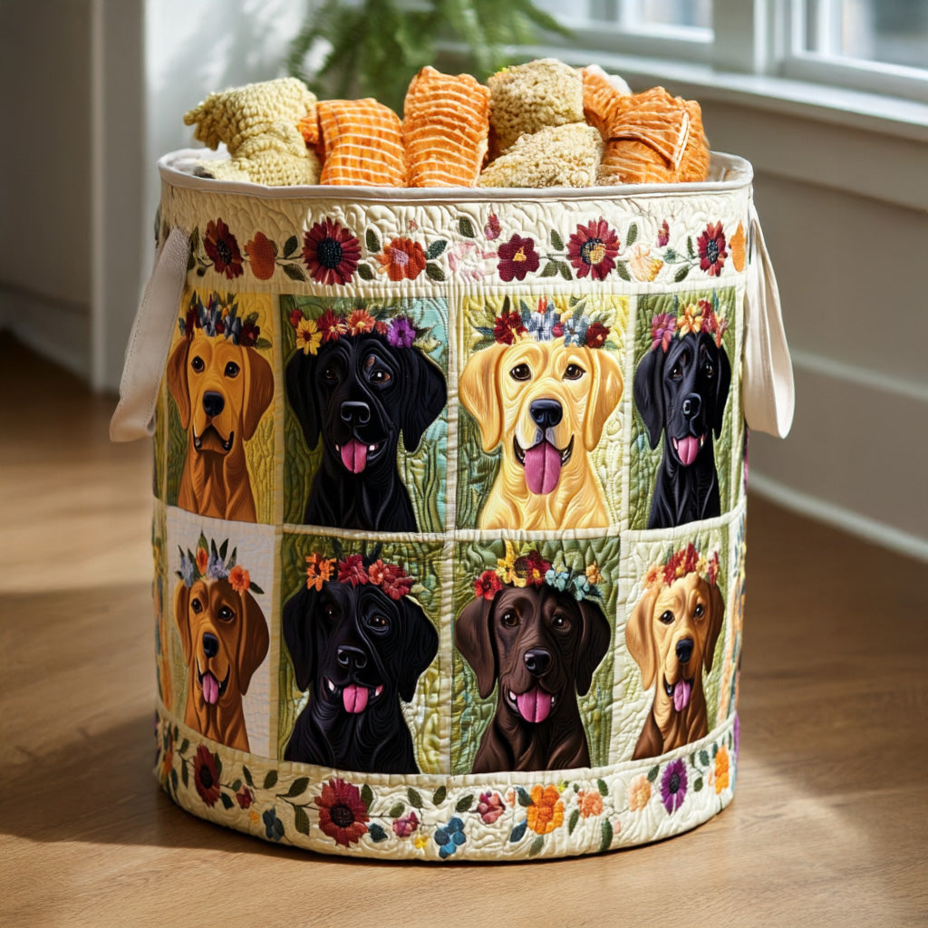 Labrador Quilted Laundry Basket