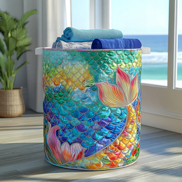 Marine Sparkle Quilted Laundry Basket