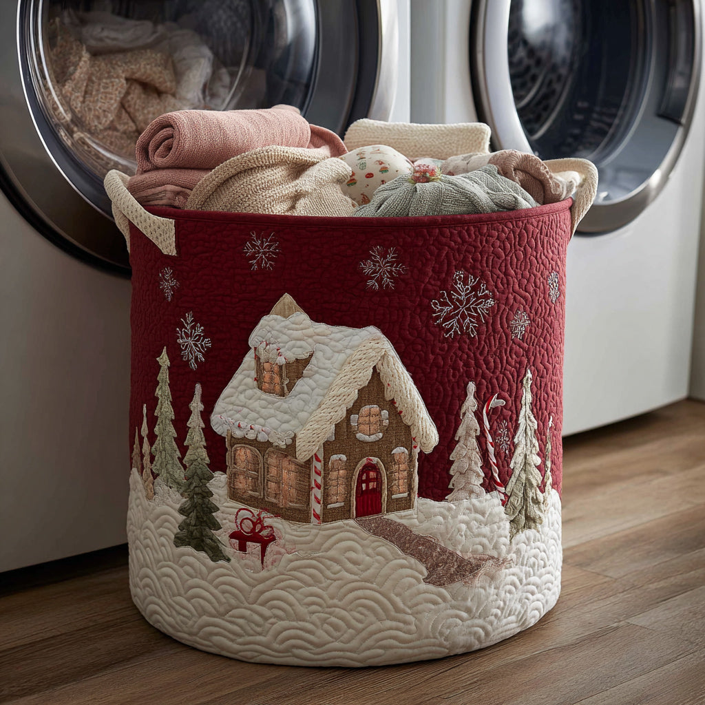 Snowy Spirit Quilted Laundry Basket