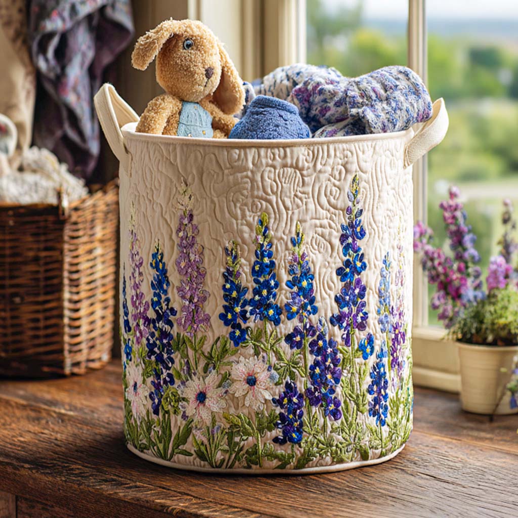 Wild Flowers Quilted Laundry Basket