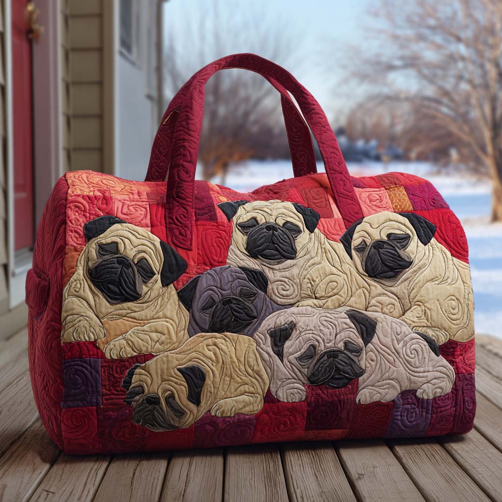 Snuggle Pug Quilted Duffle Bag