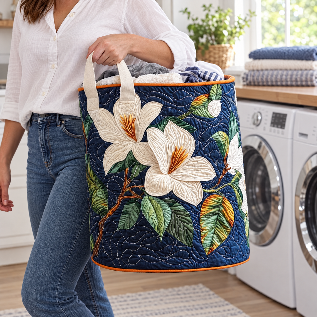 Soft Magnolia Quilted Laundry Basket