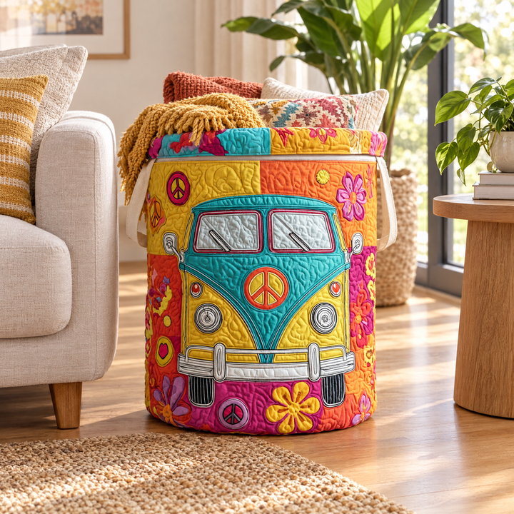 Hippie Style Quilted Laundry Basket